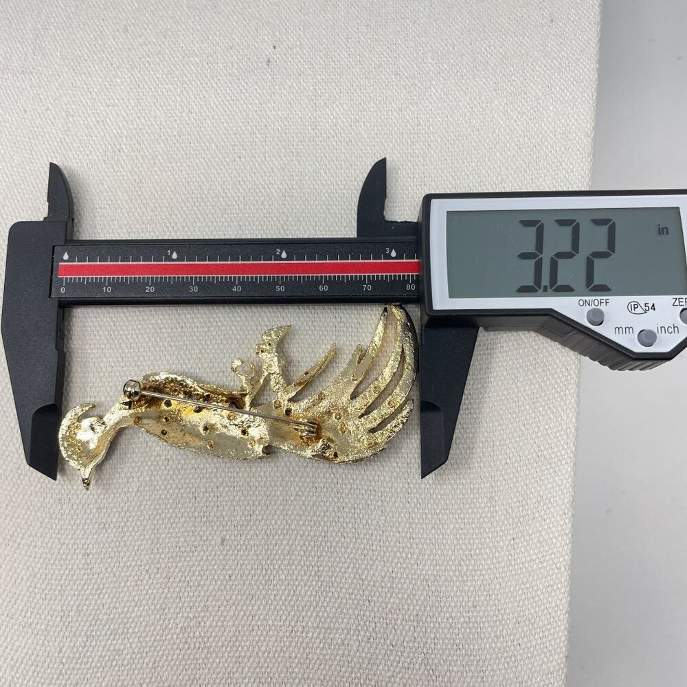 Vintage Enamel Rhinestone Peacock Brooch Pin Multicolor Bird Novelty - Picture 10 of 12